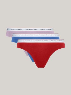 Tommy Hilfiger Women's Ruched Back Lace Cheeky Briefs 3-Pack - Heart Flags  Grey/Red/Navy