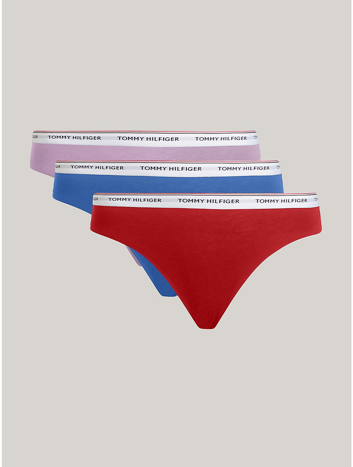 Shop Tommy Hilfiger Logo Mix Bikini Brief 3 In Fierce Red/blue Spell/pearly Pink