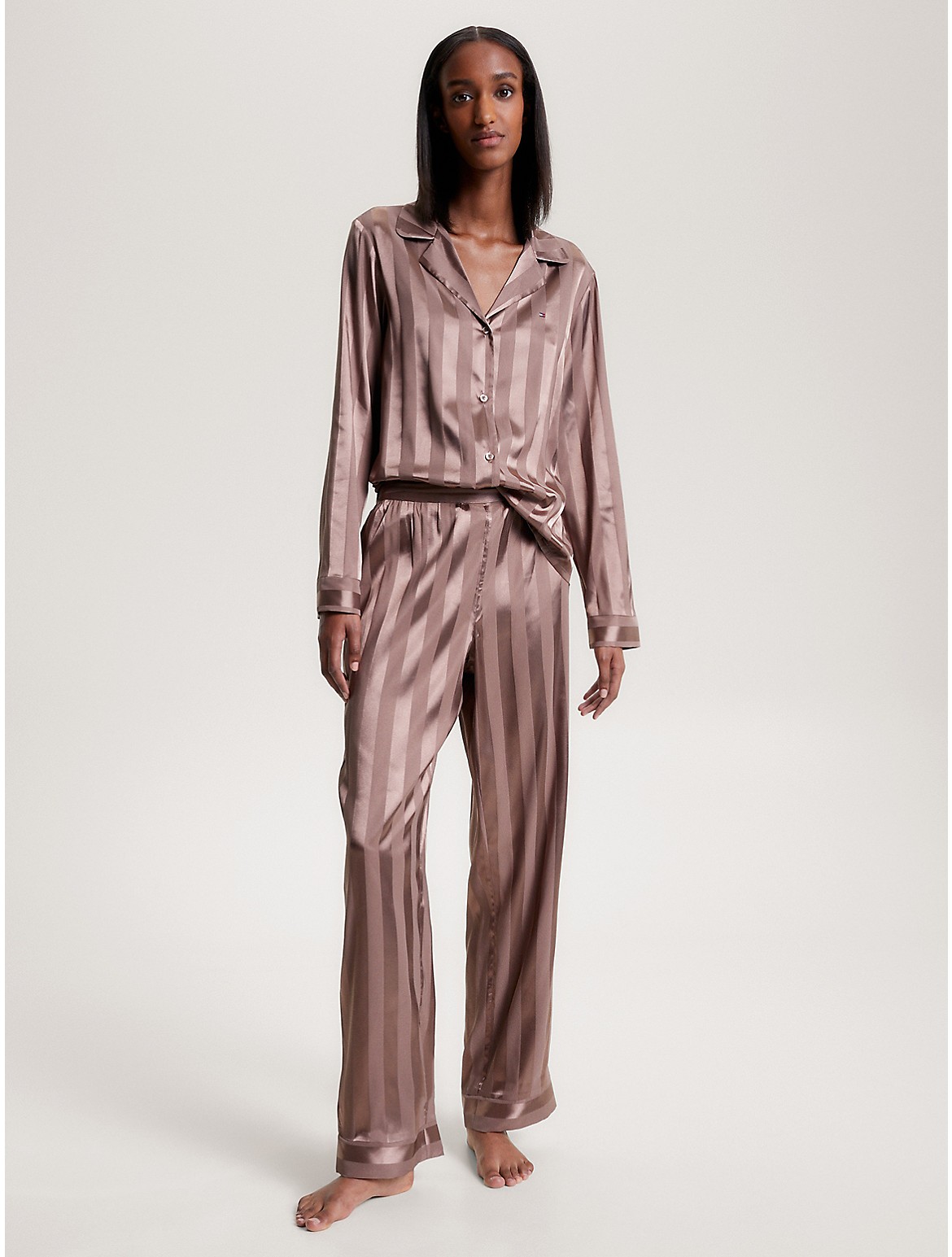 Tommy Hilfiger Women's Stripe Pajama Set - Pink - L