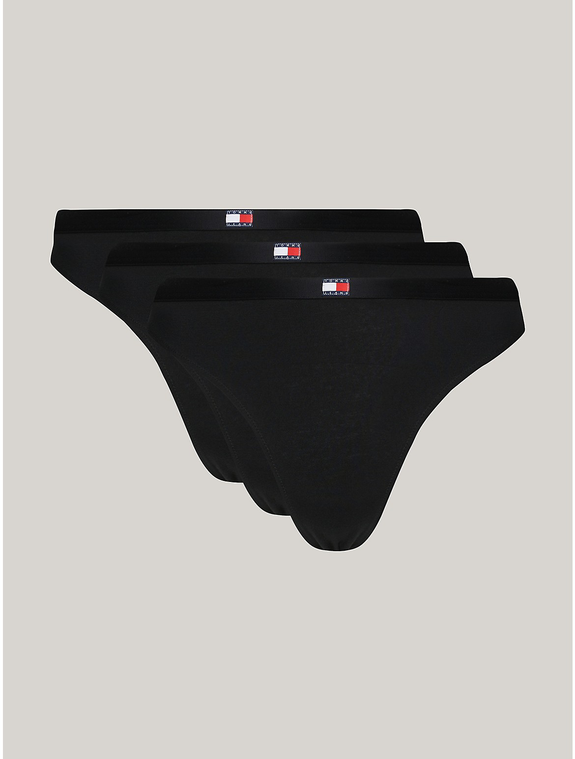 Shop Tommy Hilfiger Tj Flag Logo Thong 3 In Black/black/black