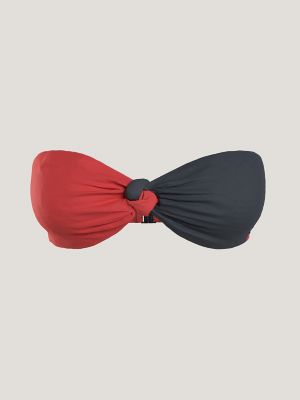 Colorblock Twist Bandeau Bikini Top, Hot Heat