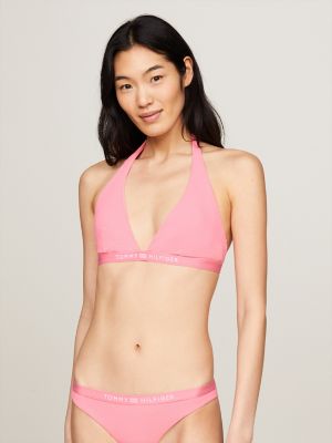 Tommy Logo Triangle Bikini Top, Botanical Pink