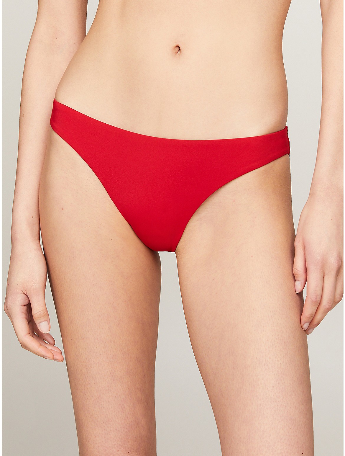 Shop Tommy Hilfiger Monotype Logo Brazilian Bikini Bottom In Primary Red