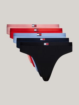 Tommy Jeans Flag Logo Thong 5-Pack, Night Navy / Black / Blue / Heather / Pink