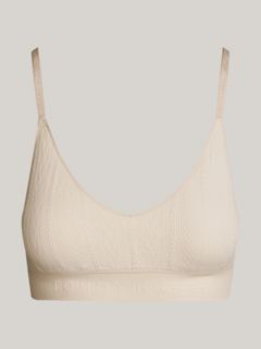 Logo Knit Unlined Triangle Bra — Cashmere Creme 5