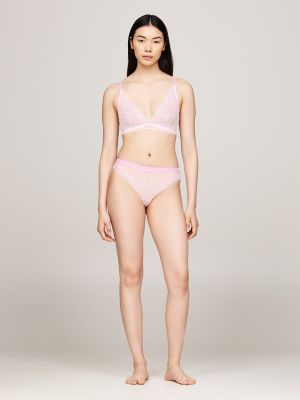 Трусы-стринги, с логотипом, кружево — Tommy Hilfiger, цвет: Розовый — фото 2