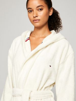 Solid Logo Bath Robe, Ivory