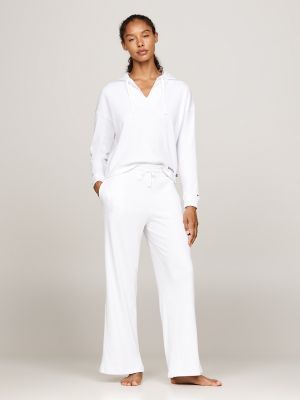 Rib Knit Lounge Hoodie, White