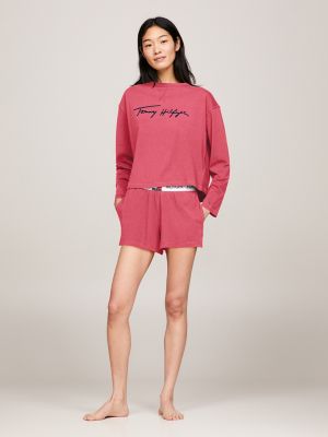 Tommy Signature Top & Short Pajama Set, Heritage Pink