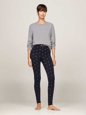 Top, Legging and Eye Mask Sleep Set, Mid Grey Heather / Outline Flag