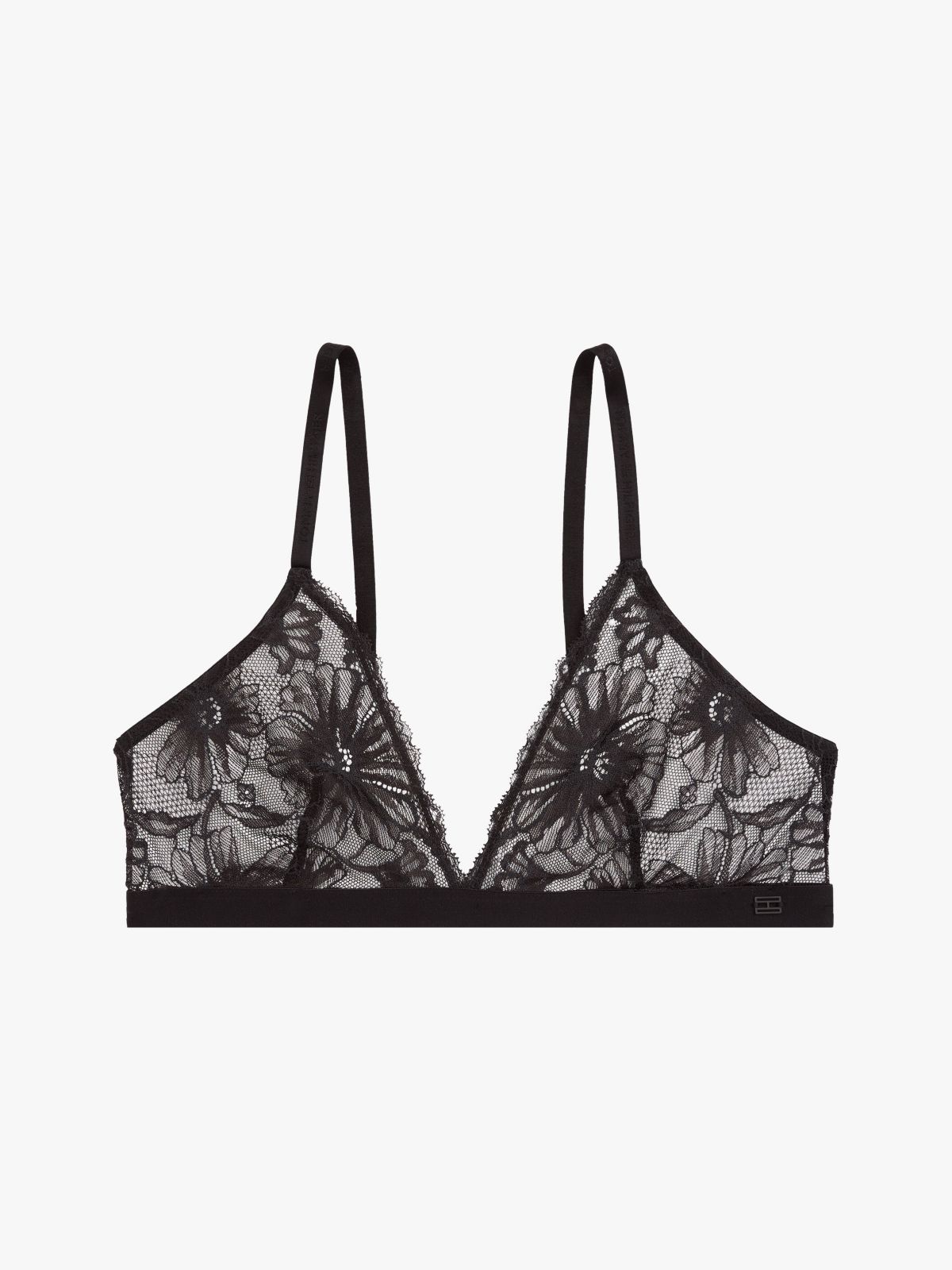 Lace Triangle Bra — Black