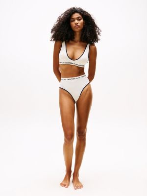 Ribbed High-Waist Bikini, Ivory