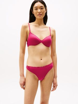 Repeat Logo Wireless Push-Up Bra, Vivacious Pink