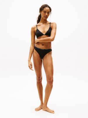 Repeat Logo Stretch-Cotton Thong, Black