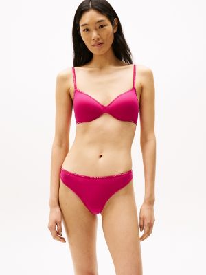 Repeat Logo Stretch-Cotton Thong, Vivacious Pink