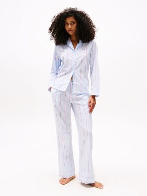 Relaxed Fit Poplin Sleep Shirt, Block Stripe Sweet Blue