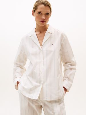 Relaxed Fit Poplin Sleep Shirt, Multi Colour Thin Stripes