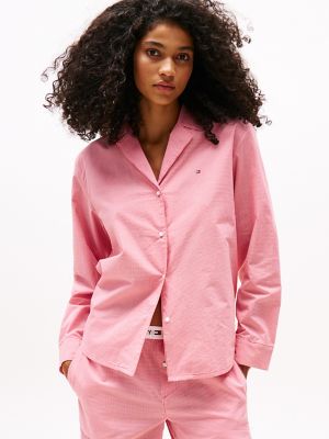 Relaxed Fit Poplin Sleep Shirt, Mini Gingham Vintage Red