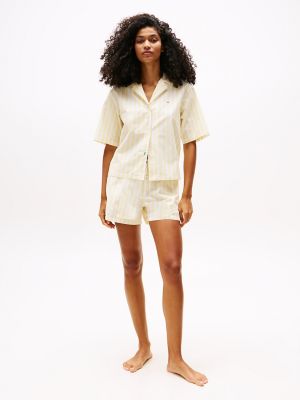 Poplin Stripe Sleep Short, Citronella Stripe