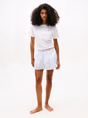 Poplin Stripe Sleep Short, Block Stripe Sweet Blue