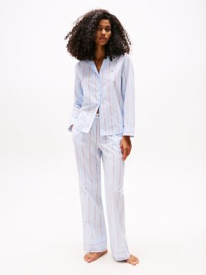 Poplin Sleep Pant, Block Stripe Sweet Blue