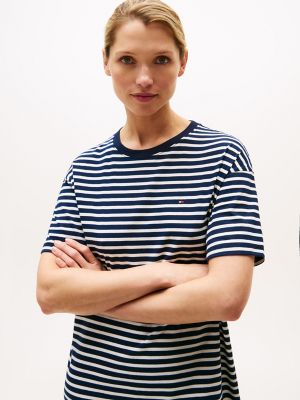 Stripe Sleep T-Shirt Dress, Breton Small Dark Night Navy