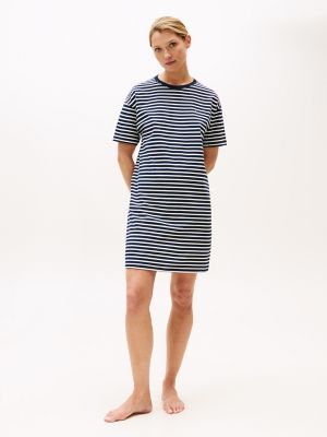 Stripe Sleep T-Shirt Dress, Breton Small Dark Night Navy