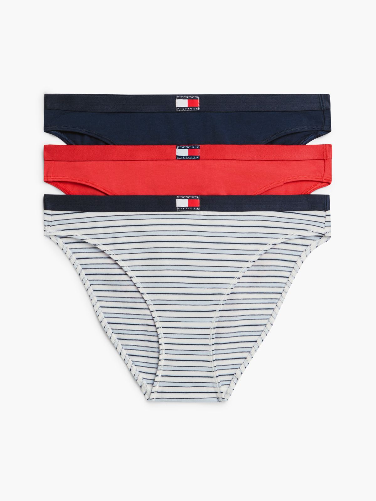 Flag Logo Bikini Brief 3-Pack — Blue Stripe / Navy