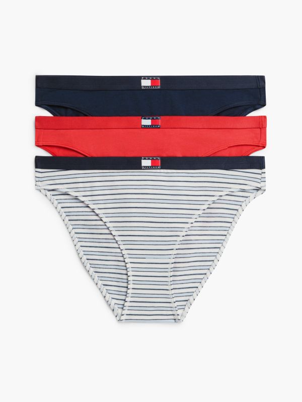 Flag Logo Bikini Brief 3-Pack — Blue Stripe / Navy