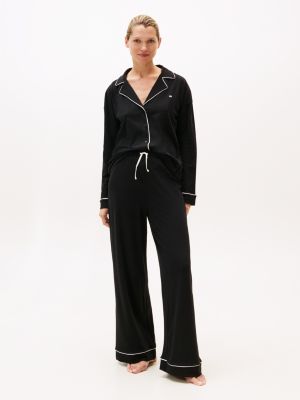 Lightweight Shirt and Pant Sleep Set, Black