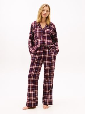 Flannel Shirt & Pant Sleep Set, Tartan Reiker Burgundy