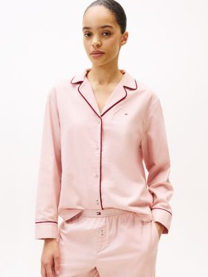 Flannel Herringbone Sleep Shirt, Foggy Pink