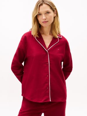 Flannel Herringbone Sleep Shirt, Rouge