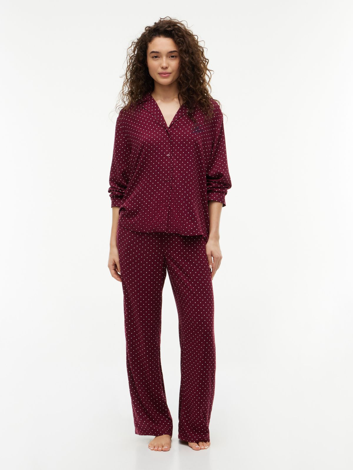 Lightweight Polka-Dot Sleep Pant — Polka Dot Burgundy