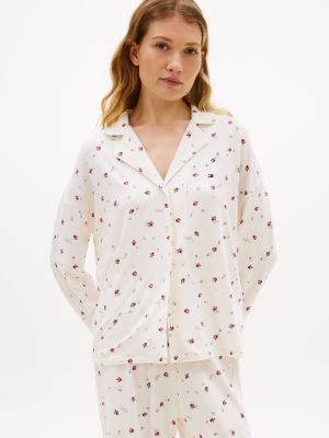 Floral Print Sleep Shirt, Berlitz Floral Ecru