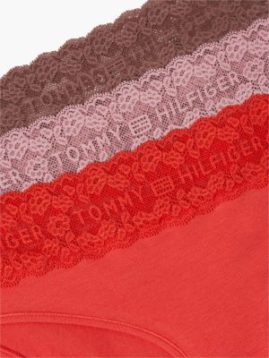 Трусы-брифы, кружевная отделка, 3 шт. — Tommy Hilfiger, цвет: Розовый / Вишнёвый — фото 8