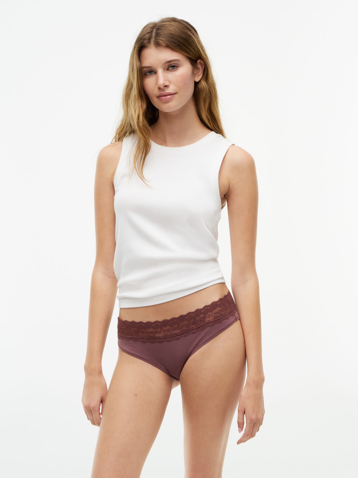 Lace-Trim Bikini Brief 3-Pack — Rose / Cherry