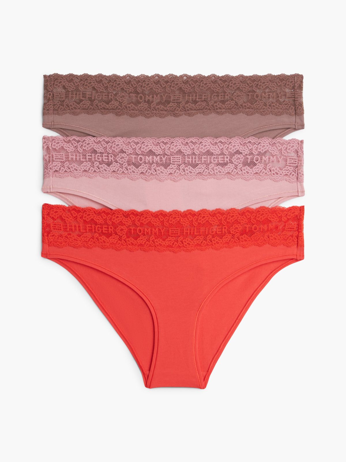 Lace-Trim Bikini Brief 3-Pack — Rose / Cherry
