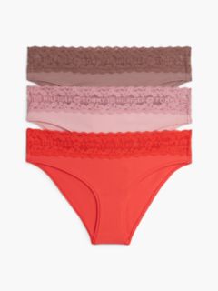 Lace-Trim Bikini Brief 3-Pack — Rose / Cherry 1