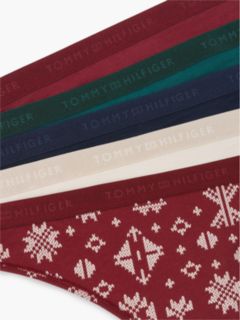 Stretch-Cotton Thong 5-Pack — Nvy/O Green/Fairisle/Rouge/C Creme 10