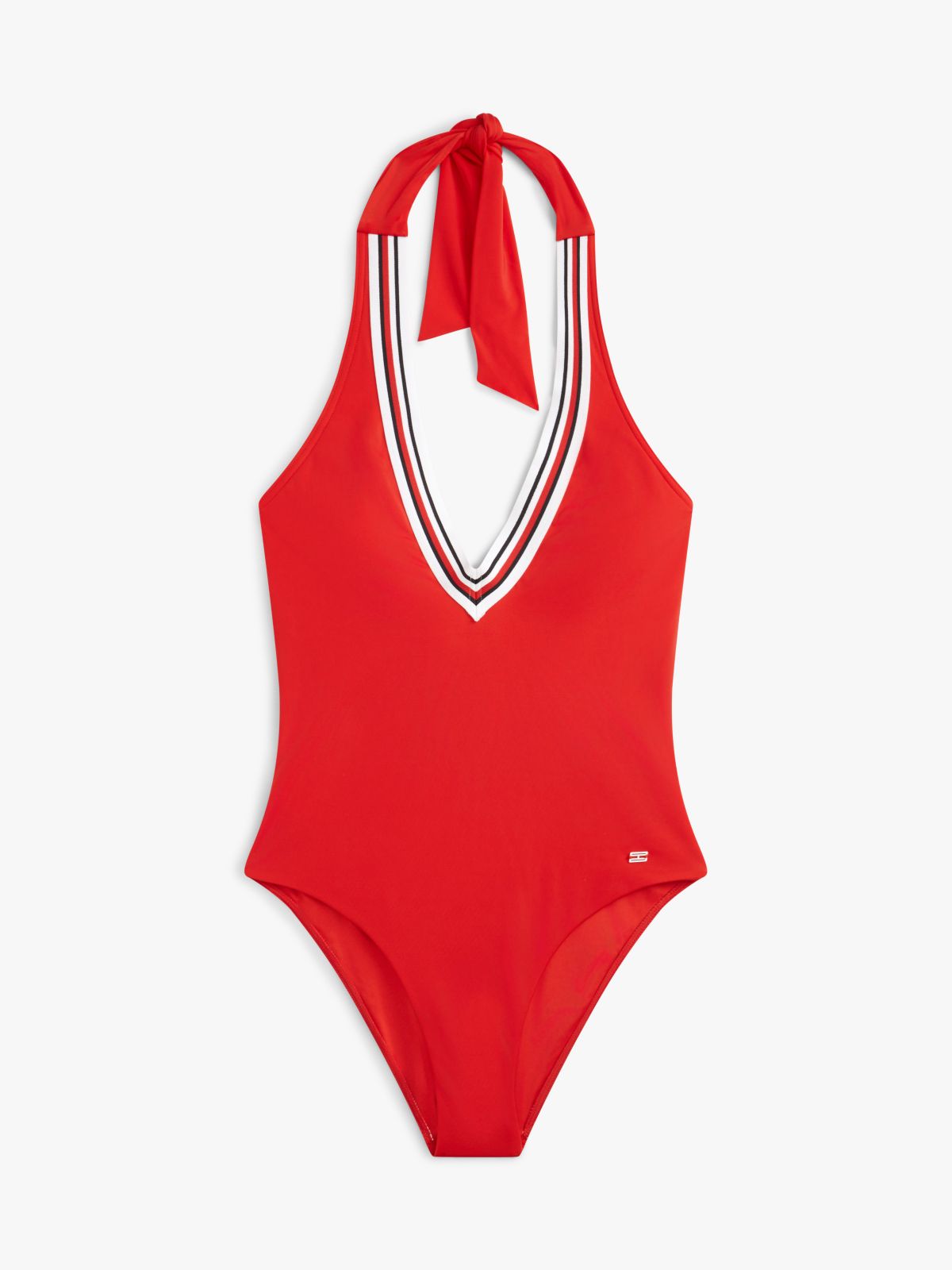 Signature Stripe Plunge Halter Swimsuit — Fireworks