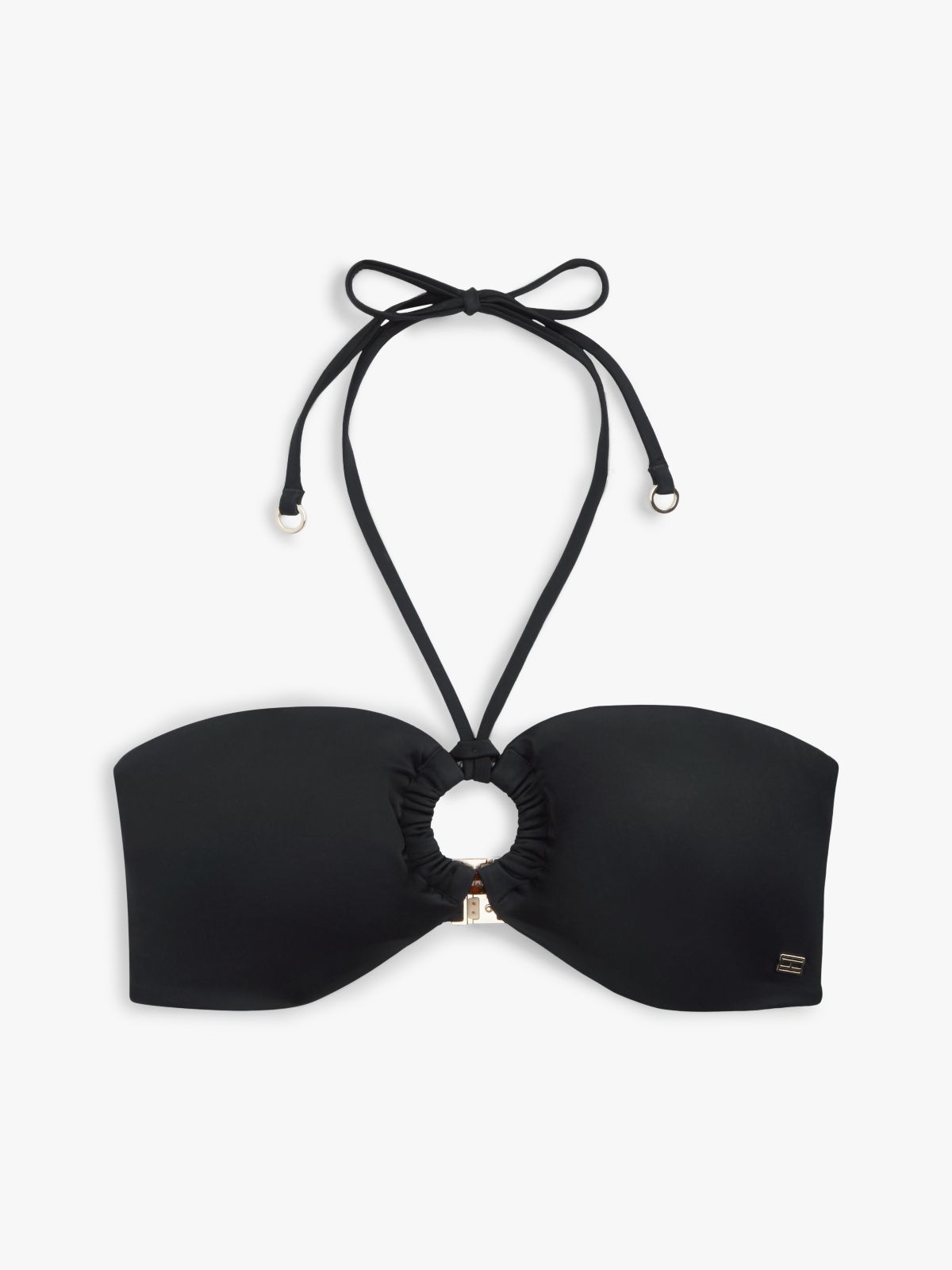 O-Ring Halter Bandeau Bikini Top — Black