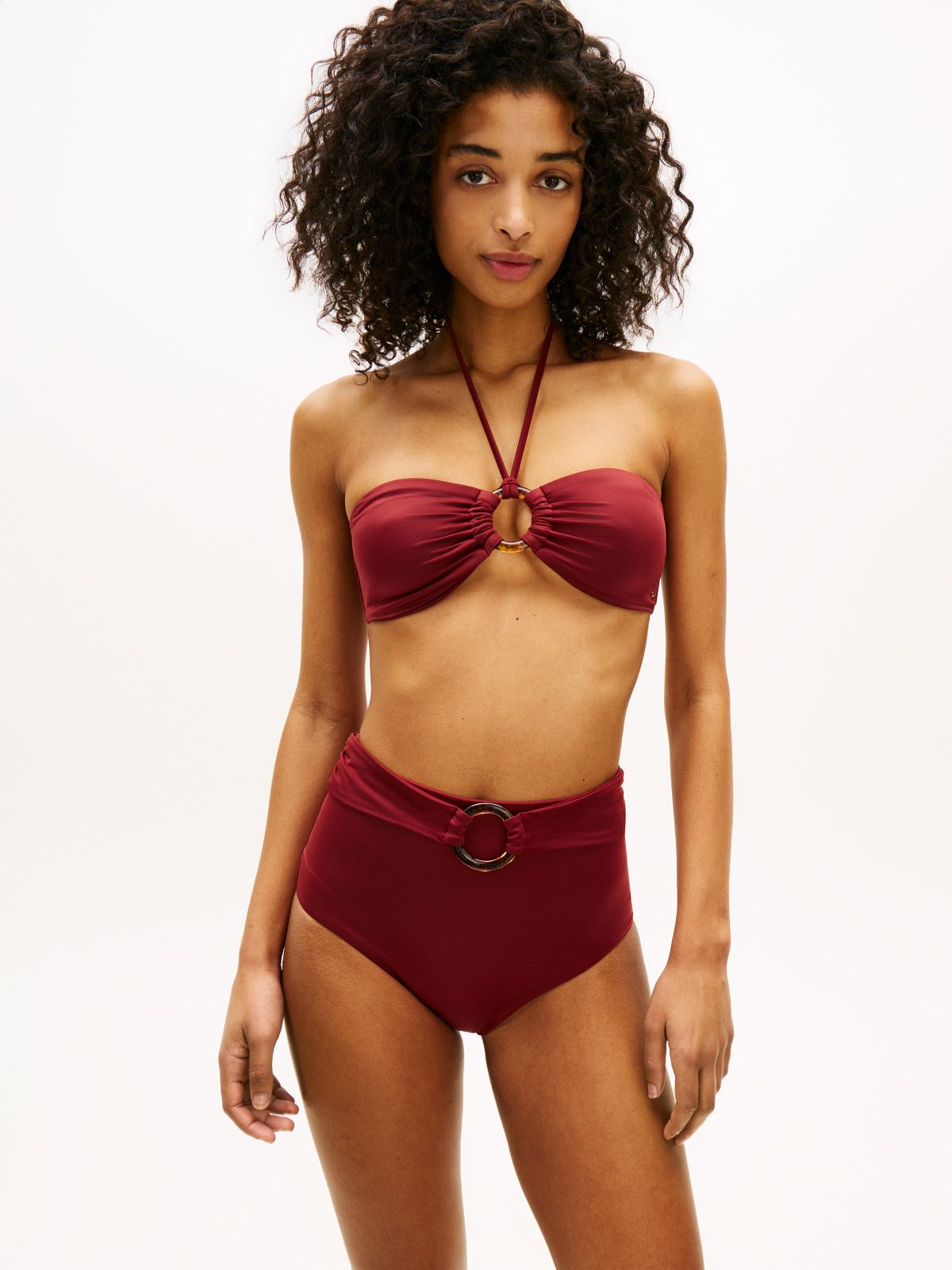 O-Ring Halter Bandeau Bikini Top — Liberty Red