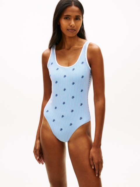 Женские купальники Tommy Hilfiger Allover Script Monogram Scoop Swimsuit