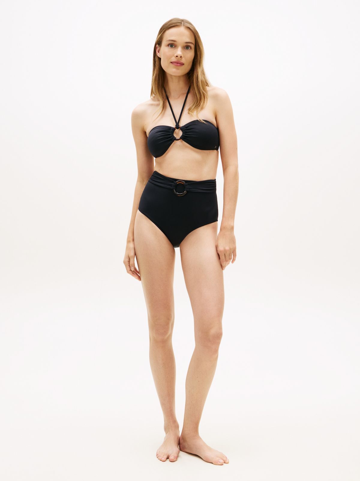 O-Ring High-Rise Bikini Bottom — Black