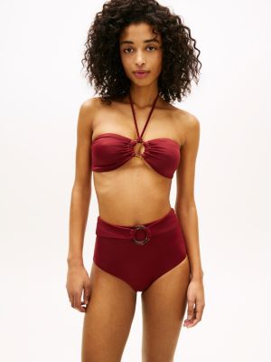 O-Ring High-Rise Bikini Bottom, Liberty Red
