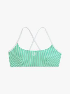 Crossed-Back Seersucker Bikini Top — Ithaca Jade Wink/ White 5