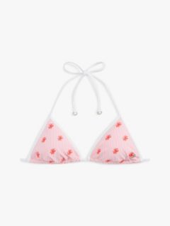 Allover Script Monogram Bikini Top — Rose Petal / White 5