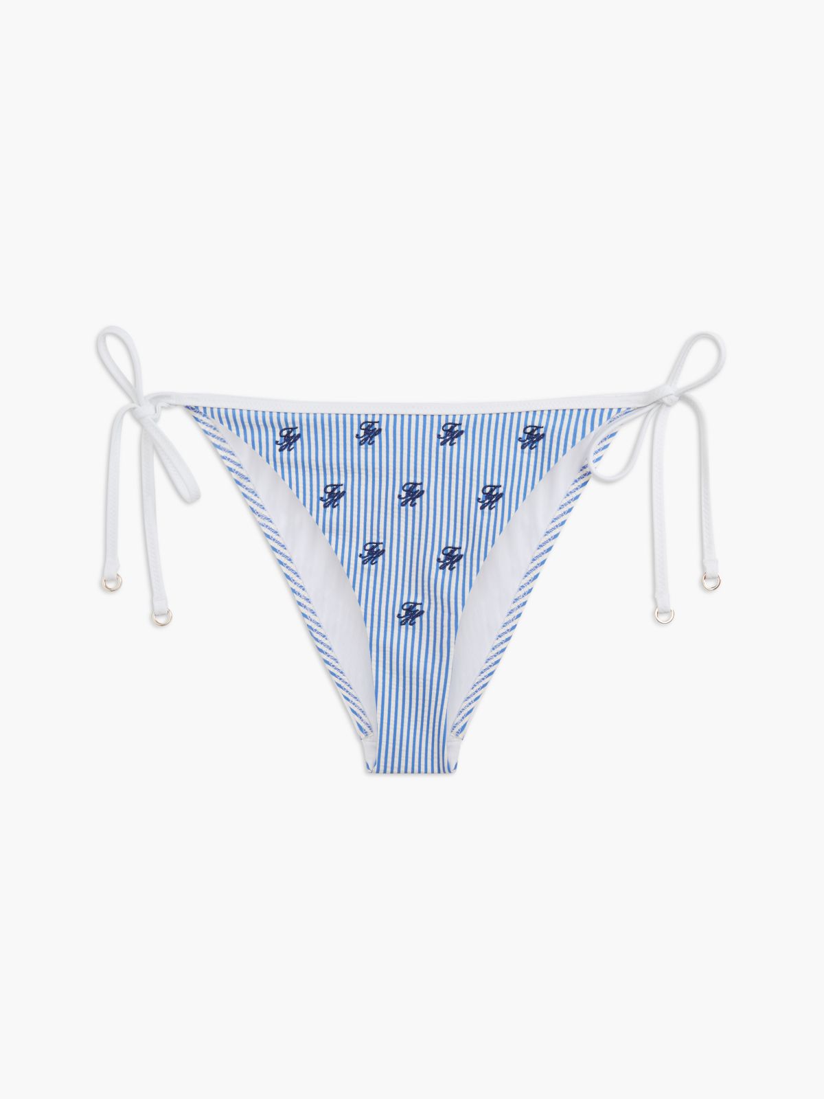 Allover Script Monogram Bikini Bottom — Rose Petal / White