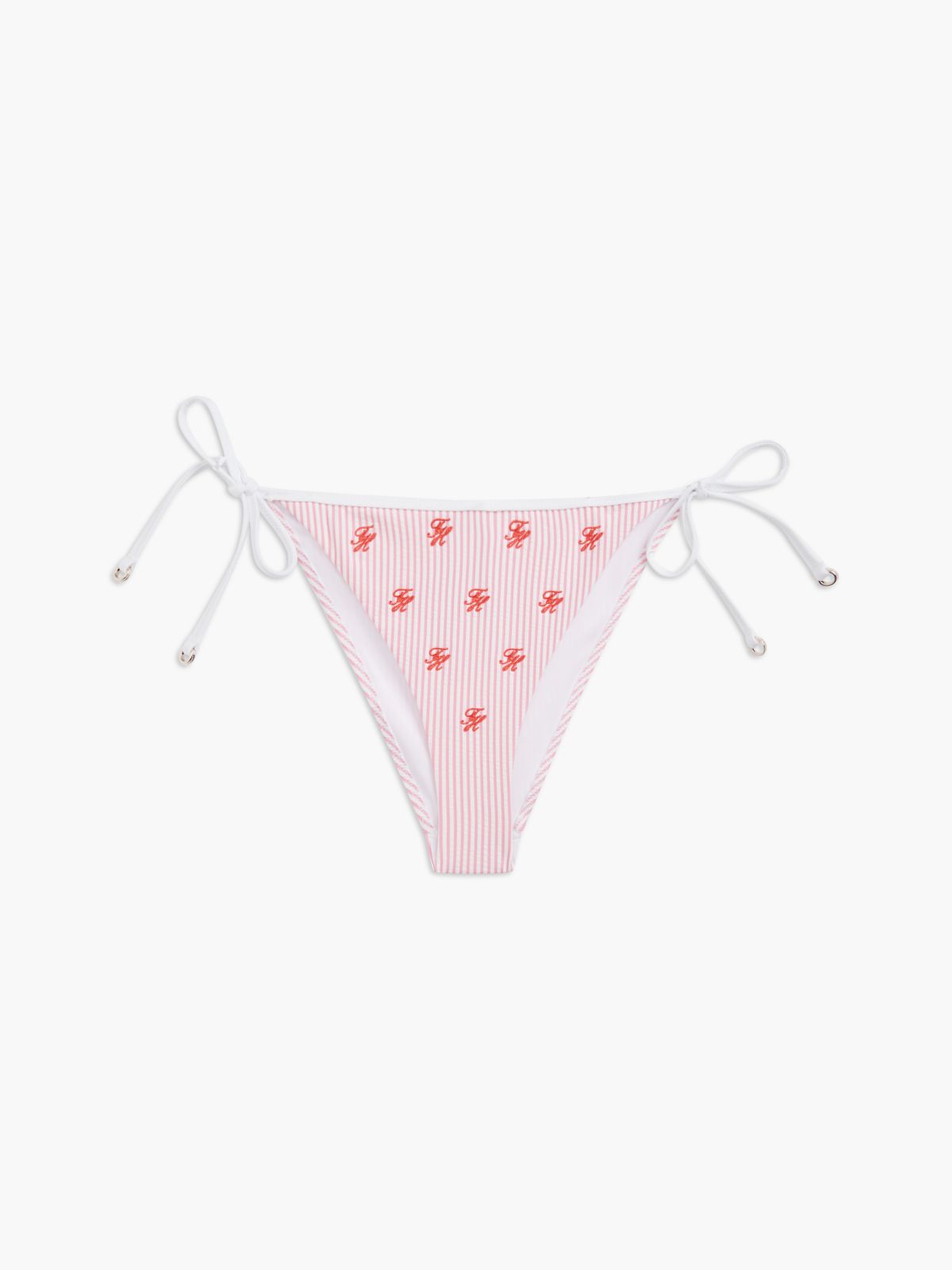Allover Script Monogram Bikini Bottom — Rose Petal / White